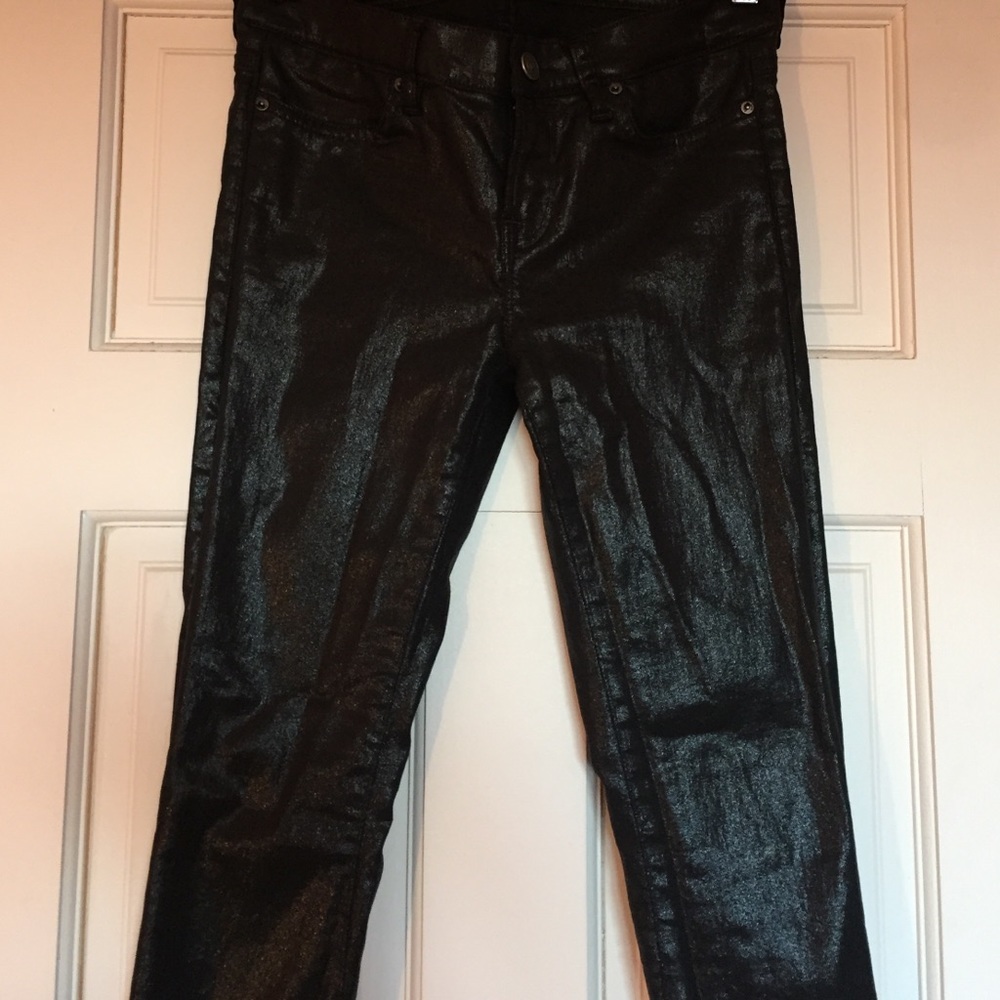 All saints stretch metallic denim pants jeans s25